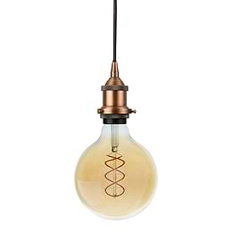 Soho Lighting Matt Antique Copper Decorative Bulb Holder with Black Round Cable