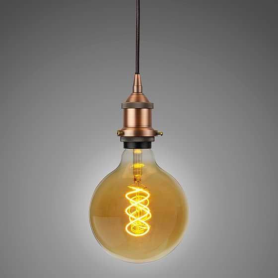 Soho Lighting Matt Antique Copper Decorative Bulb Holder with Black Round Cable