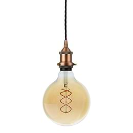 Soho Lighting Matt Antique Copper Decorative Bulb Holder with Black Twisted Cable