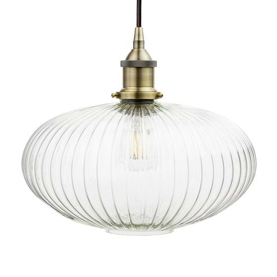 Ellipse Ribbed Glass Pendant Light