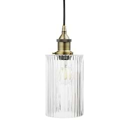 Cylinder Ribbed Glass Pendant Light