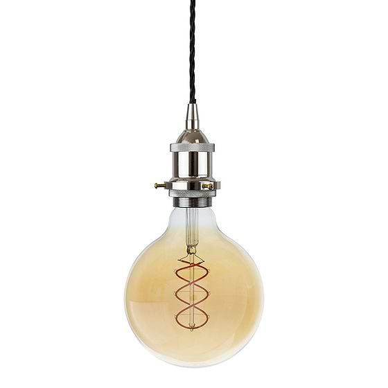 Soho Lighting Nickel Decorative Bulb Holder with Black Twisted Cable