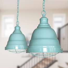 Duck Egg Blue Small Caged Pendant Light