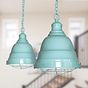 Duck Egg Blue Turquoise Vintage Cage Landing Pendant Light - Ganton