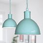 Duck Egg Blue Turquoise Industrial Hallway Pendant Light - Wardour