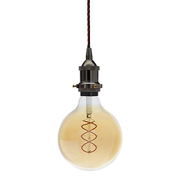 Soho Lighting Black Nickel Decorative Bulb Holder with Brown Twisted Cable