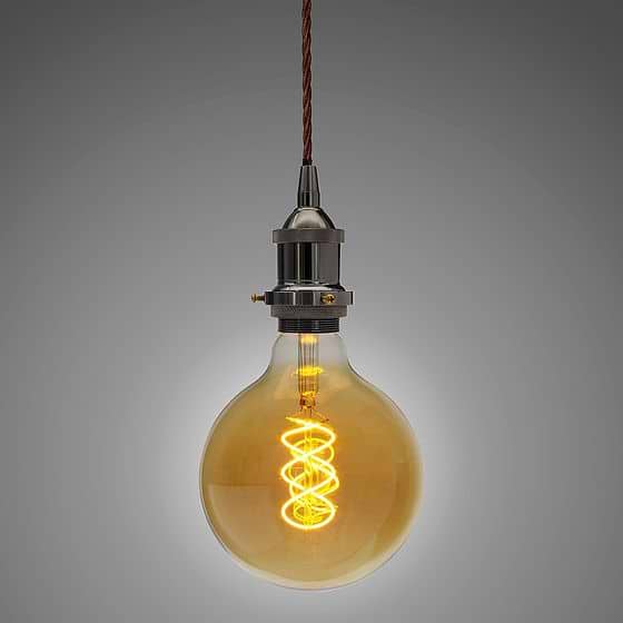 Soho Lighting Black Nickel Decorative Bulb Holder with Brown Twisted Cable