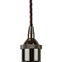 Soho Lighting Black Nickel Decorative Bulb Holder with Brown Twisted Cable