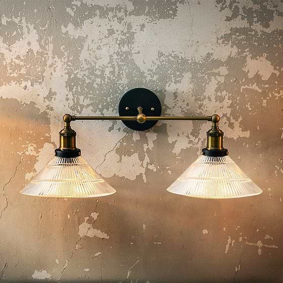 Romilly Etched Glass Double Funnel French Style Wall Light - Soho Lighting