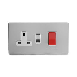 Brushed Chrome 40A Cooker control With White insert