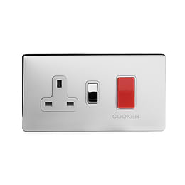 Polished Chrome 40A Cooker control With White insert