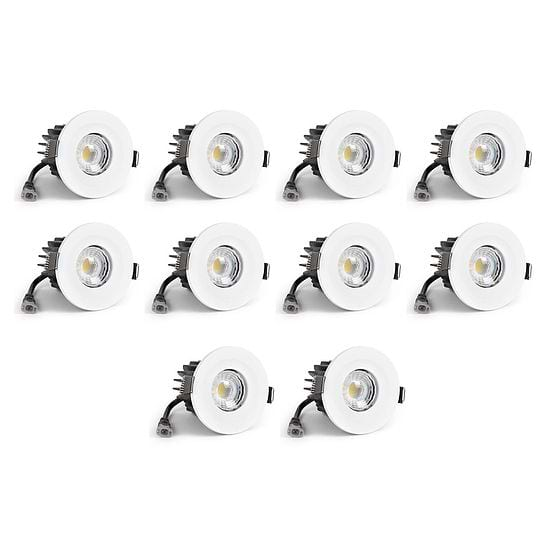 4 Pack - White Fixed CCT Colour Changing Fire Rated LED Dimmable IP65 10W Downlight