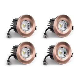 4 Pack - Antique Copper CCT Fire Rated LED Dimmable 10W IP65 Downlight