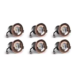 6 Pack - Rose Gold CCT Fire Rated LED Dimmable 10W IP65 Downlight