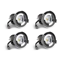 4 Pack - Polished Chrome CCT Fire Rated LED Dimmable 10W IP65 Downlight