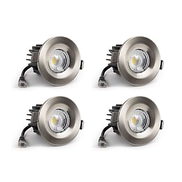 4 Pack - Brushed Chrome CCT Fire Rated LED Dimmable 10W IP65 Downlight