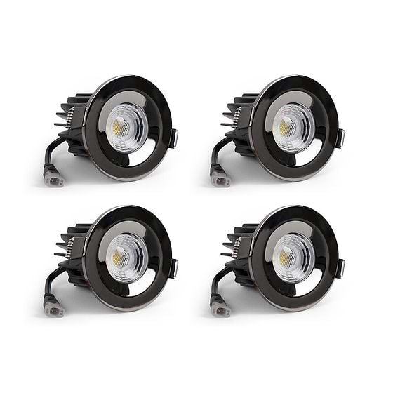 4 Pack - Black Nickel CCT Fire Rated LED Dimmable 10W IP65 Downlight