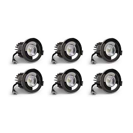 6 Pack - Black Nickel CCT Fire Rated LED Dimmable 10W IP65 Downlight