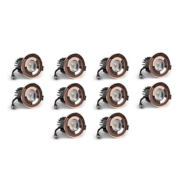 10 Pack - Polished Copper CCT Fire Rated LED Dimmable 10W IP65 Downlight