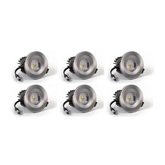 6 Pack - Pewter CCT Fire Rated LED Dimmable 10W IP65 Downlight