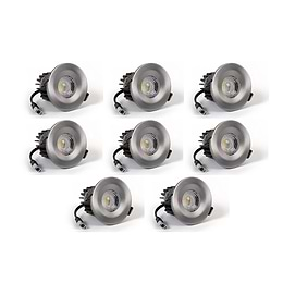 8 Pack - Pewter CCT Fire Rated LED Dimmable 10W IP65 Downlight