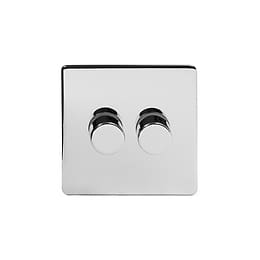 Polished Chrome 2 Gang Dimmer Switch | 2 Gang 2 Way Trailing Dimmer Switch