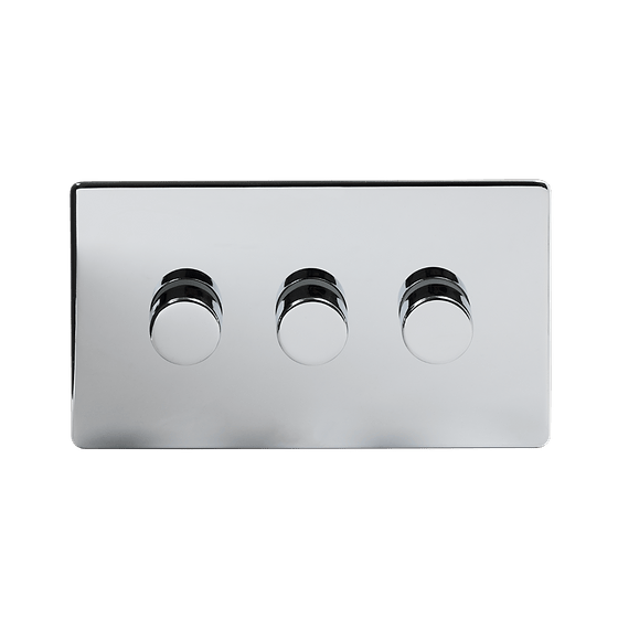 Soho Lighting Polished Chrome 3 Gang 400W LED Dimmer Switch