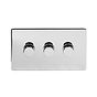 Polished Chrome 3 Gang 2 Way Trailing Dimmer Switch with Black Insert