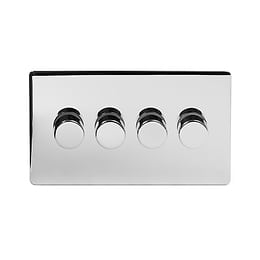 Polished Chrome 4 Gang 2 Way Trailing Dimmer Switch with Black Insert