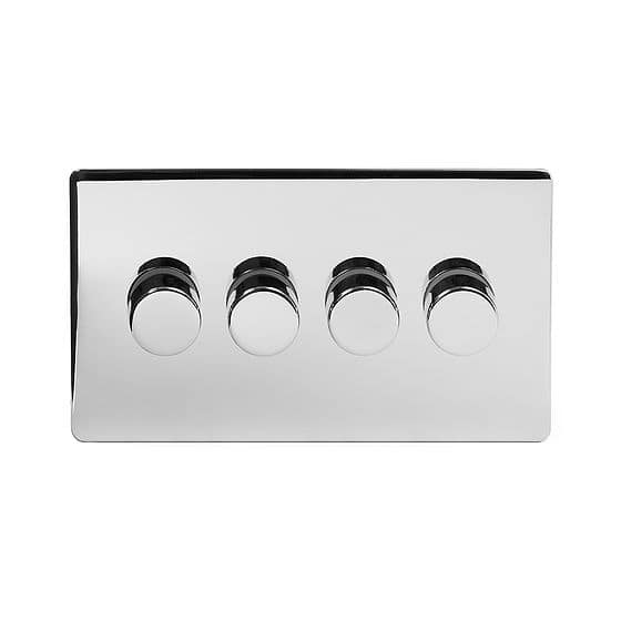 Polished Chrome 4 Gang 2 Way Trailing Dimmer Switch with Black Insert