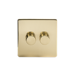 Soho Lighting Brushed Brass 2 Gang 400W LED Dimmer Switch