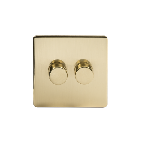 Soho Lighting Brushed Brass 2 Gang 400W LED Dimmer Switch