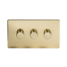 Brushed Brass 3 Gang Dimmer Switch
