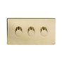 Brushed Brass 3 Gang Dimmer Switch
