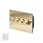Soho Lighting Brushed Brass 4 Gang 2 -Way Intelligent Dimmer 150W LED (300w Halogen/Incandescent)
