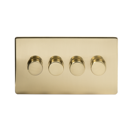 Soho Lighting Brushed Brass 4 Gang 400W LED Dimmer Switch