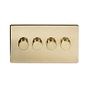 Soho Lighting Brushed Brass 4 Gang 2 -Way Intelligent Dimmer 150W LED (300w Halogen/Incandescent)