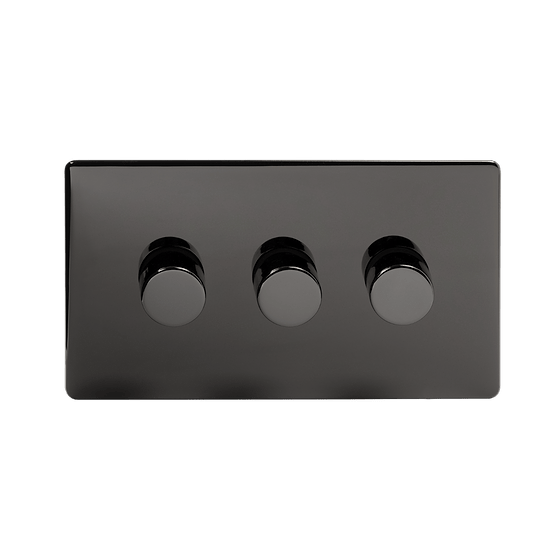 Soho Lighting Black Nickel 3 Gang 400W LED Dimmer Switch