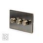 Soho Lighting Antique Brass 3 Gang Trailing Edge Dimmer Switch Screwless 150W LED (300w Halogen/Incandescent)