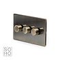 Soho Lighting Antique Brass 3 Gang 2 -Way Intelligent Dimmer 150W LED (300w Halogen/Incandescent)