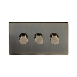 Soho Lighting Antique Brass 3 Gang 400W LED Dimmer Switch