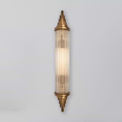 Soho Lighting Sheraton Lacquered Antique Brass IP44 Rated Art Deco Wall Light