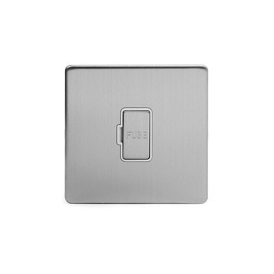 Soho Lighting Brushed Chrome Fused Connection Unit (FCU) Unswitched 13A DP Wht Ins Screwless