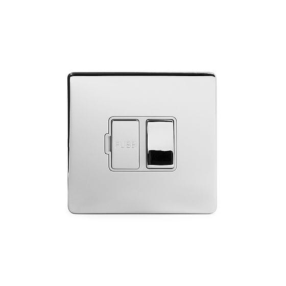 Soho Lighting Polished chrome Fused Spur (FCU) Switched 13A DP Wht Ins Screwless