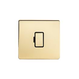 24k Brushed Brass metal plate 13A Unswitched Fuse Connection Unit with black insert