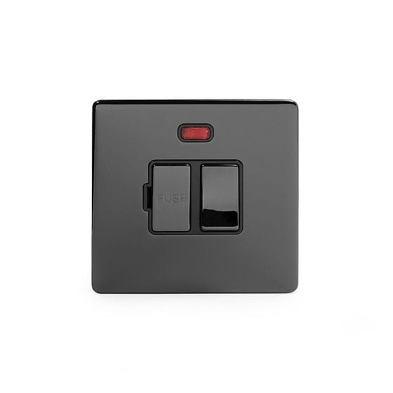 Soho Lighting Black Nickel Fused Connection Unit (FCU) Switched with Neon 13A DP Blk Ins Screwless