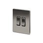 Soho Lighting Brushed Chrome 2 Gang RM Rectangular Module Grid Switch Plate