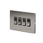 Soho Lighting Brushed Chrome 4 Gang RM Rectangular Module Grid Switch Plate