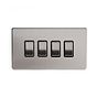 Soho Lighting Brushed Chrome 4 Gang RM Rectangular Module Grid Switch Plate