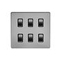 Soho Lighting Brushed Chrome 6 Gang RM Rectangular Module Grid Switch Plate